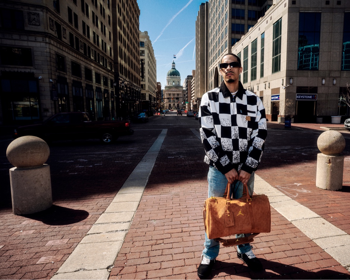 Checkered jacket with duffel downtown